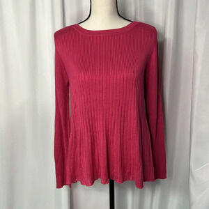 Cable & Gauge Bright Pink Ribbed Babydoll Sweater NWT - MED